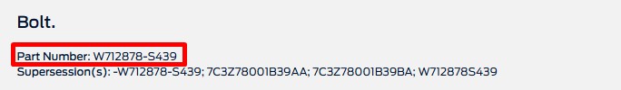 A Ford Parts Number for a Ford bolt on the Sherwood Ford parts online store