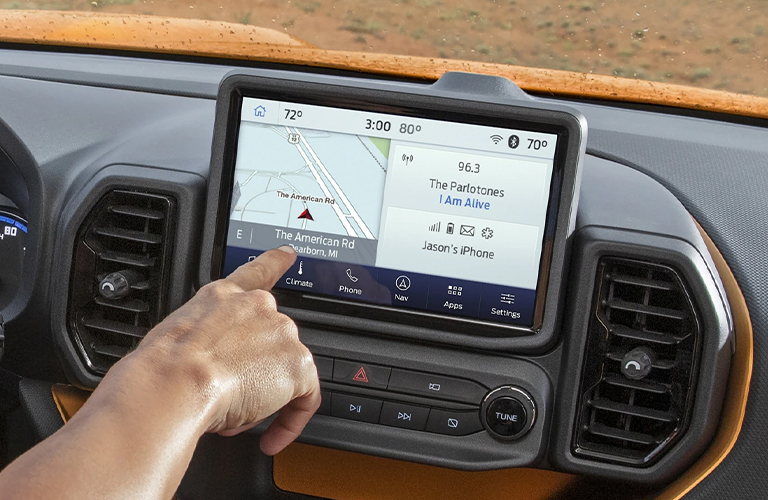 the touchscreen display of the Ford Bronco Sport